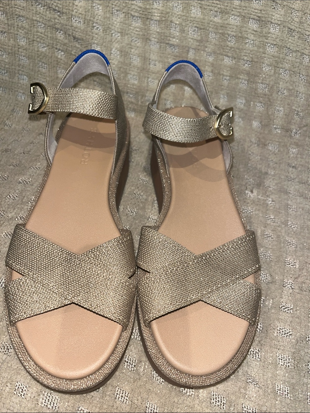 Rothy's Gold Metallic Crisscross Ankle-Strap Sandals